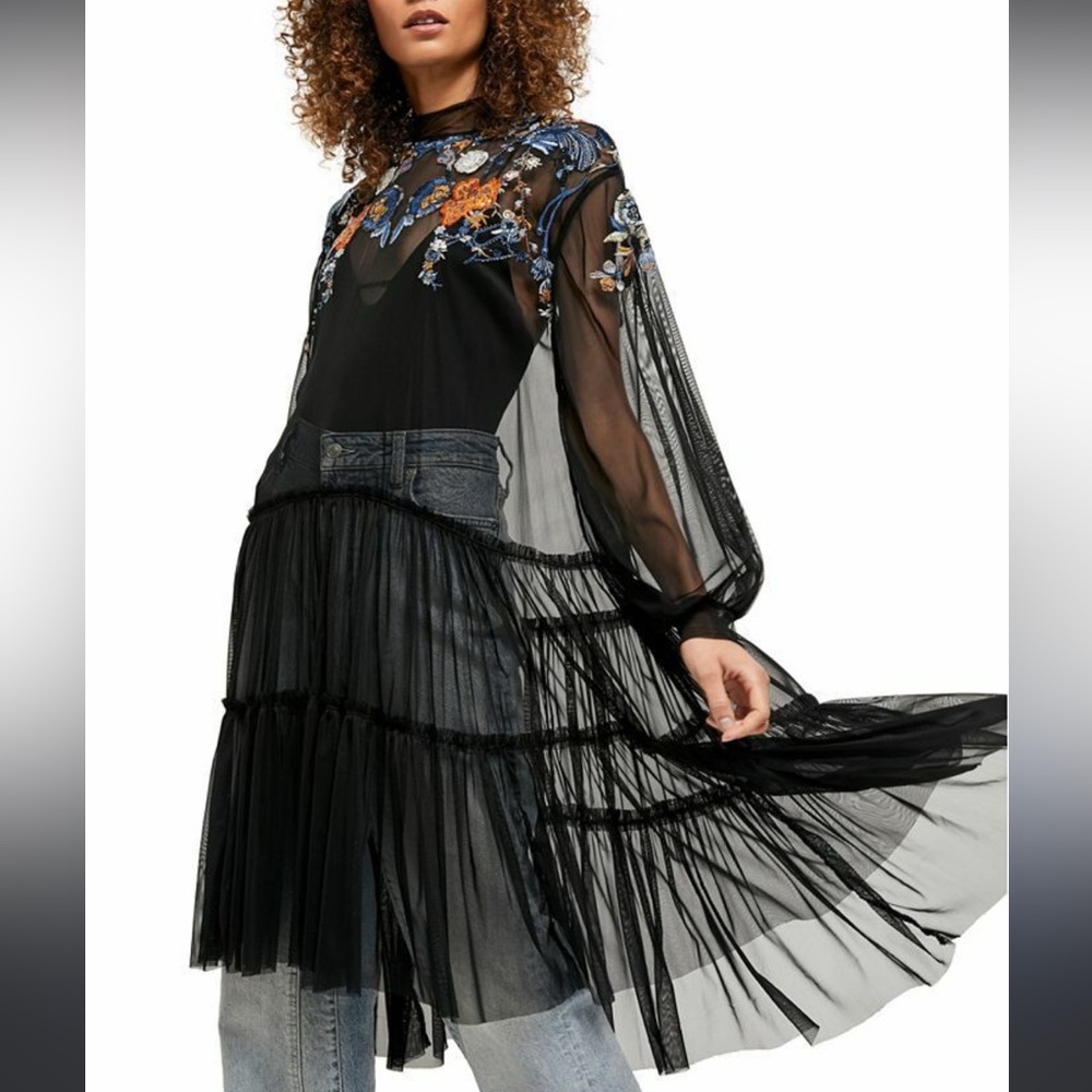 Free People Black Floral Embroidered Dress - Picture 6 of 8